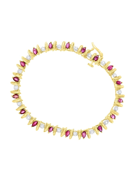 Marquise Ruby & Diamond Tennis Bracelet
