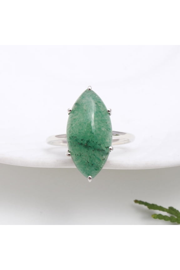 Marquise Shape Amazonite Solitaire Wedding Engagement Ring 925 Sterling Silver Jewelry For Women Gift Ring Size:-10