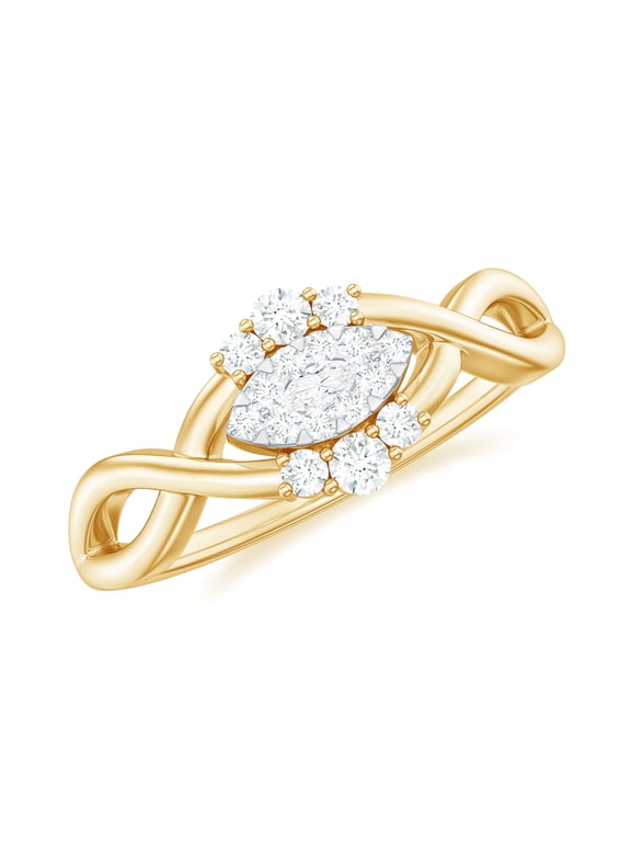 Marquise Shape Diamond Infinity Promise Ring for Women - HI-SI Grade, 10K Yellow Gold, US 6.50