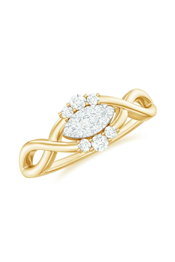 Marquise Shape Diamond Infinity Promise Ring for Women - HI-SI Grade, 10K Yellow Gold, US 6.50