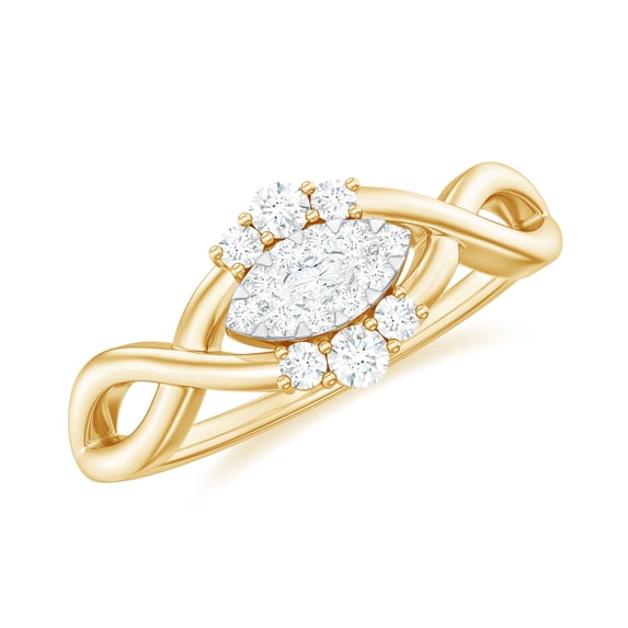 Rosec Jewels Marquise Shape Diamond Infinity Promise Ring for Women - HI-SI Grade, 18K Yellow Gold, US 13.00