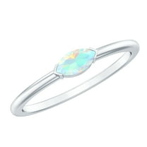 Rosec Jewels Marquise Shape Ethiopian Opal Promise Ring in East West Style - AAA Quality, 925 Sterling Silver, US 4.00