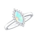 thumbnail image 1 of Rosec Jewels Real Ethiopian Opal Marquise Engagement Ring with Halo - AAA Quality - Opal Diamond Ring for Women - with Jewelry Box, 925 Sterling Silver, US 4.00, 1 of 9