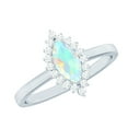 thumbnail image 1 of Rosec Jewels Marquise Shape Ethiopian Opal Ring with Diamond (0.75 CT, AAA Quality), 925 Sterling Silver, US 6.00, 1 of 10