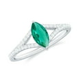 thumbnail image 1 of Rosec Jewels Lab Grown Emerald Marquise Engagement Ring with Diamond - 4X8 mm - AAAA Grade - With Jewelry Box, 10K White Gold, US 3.00, 1 of 9