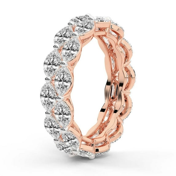 Marquise Shape Lab Grown Diamond Kira Double Row Eternity Ring For Women | 7 Carat IGI Certified 14K Rose Gold | FG-VS Quality Friendly Diamonds Eternity Ring Size 7.5