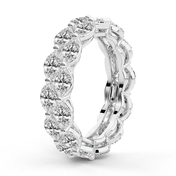 Marquise Shape Lab Grown Diamond Kira Double Row Eternity Ring For Women | 6 Carat IGI Certified 14K White Gold | FG-VS Quality Friendly Diamonds Eternity Ring Size 8