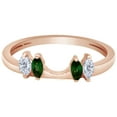 thumbnail image 1 of Marquise Shape Simulated Green Emerald & Cubic Zirconia Enhancer Guard 10k Rose Gold Ring Size - 11, 1 of 3