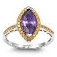 thumbnail image 1 of Marquise Simulated Amethyst Gold-Tone Halo Ring ( Sizes 5 6 7 8 9 ) New 925 Sterling Silver Band Rings (Size 8), 1 of 4