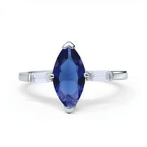 Marquise Simulated Blue Sapphire CZ Engagement Ring 925 Sterling Silver Size 6
