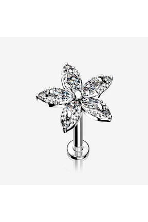 Marquise Sparkle Spring Flower Internally Threaded Labret
