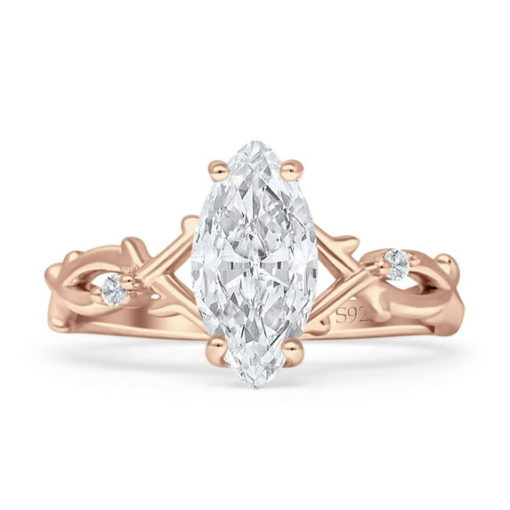 Marquise Split Infinity Ring Cubic Zirconia Rose Tone 925 Sterling Silver, Size 7