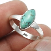 Marquise Turquoise Gemstone Band Wife Ring Jewelry Size 6.5 925 Sterling Silver