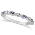 thumbnail image 1 of Marquise and Dot Amethyst Diamond Ring Band 14k White Gold 0.25ct, 1 of 5