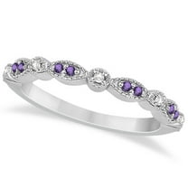 Marquise and Dot Amethyst Diamond Ring Band 14k White Gold 0.25ct