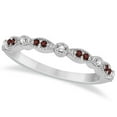 thumbnail image 1 of Marquise and Dot Garnet and Diamond Wedding Band 14k White Gold 0.25ct, 1 of 6