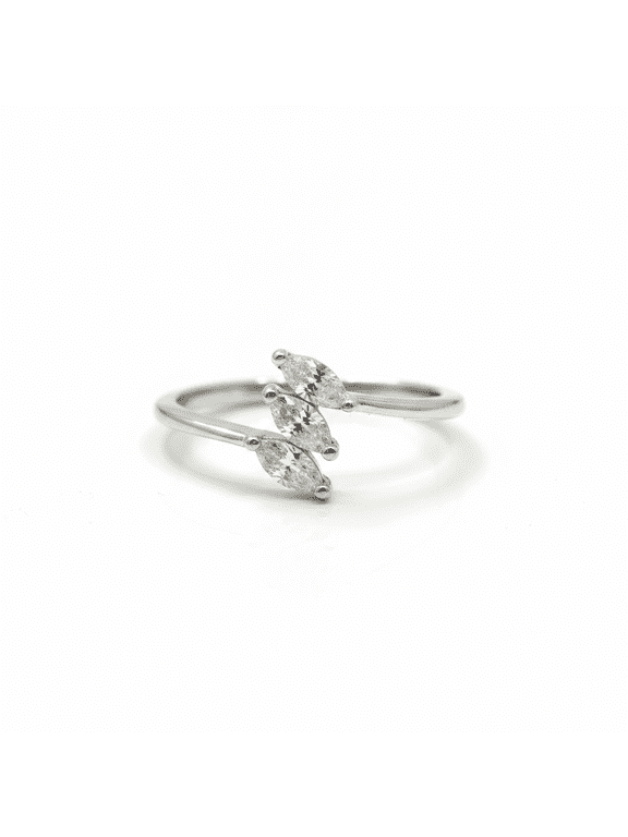 Marquoise shape zircon ring in 925 sterling silver