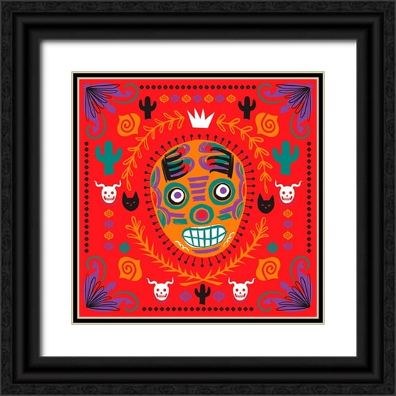 Marr, Laura 12x12 Black Ornate Wood Framed with Double Matting Museum Art Print Titled - Lucha Libre IV