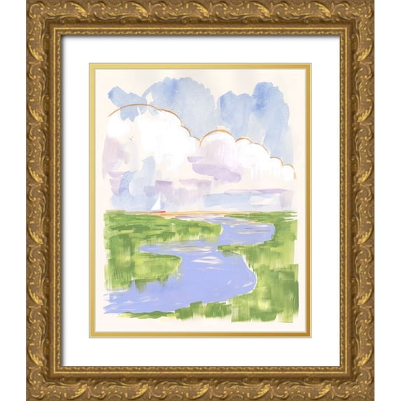 Marr, Laura 15x18 Gold Ornate Wood Framed with Double Matting Museum Art Print Titled - Low Country River Vista I