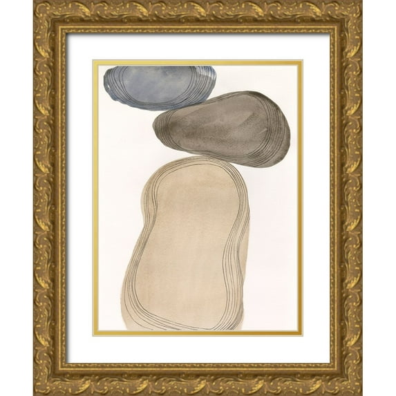 Marr, Laura 25x32 Gold Ornate Wood Framed with Double Matting Museum Art Print Titled - River Rocks Contour I