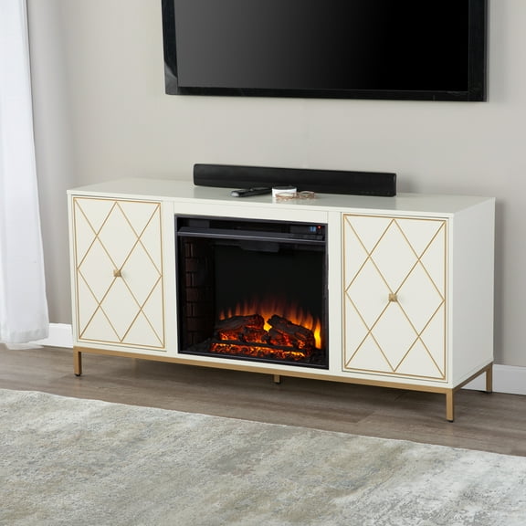Marradi Electric Fireplace w/ Media Storage - Cream