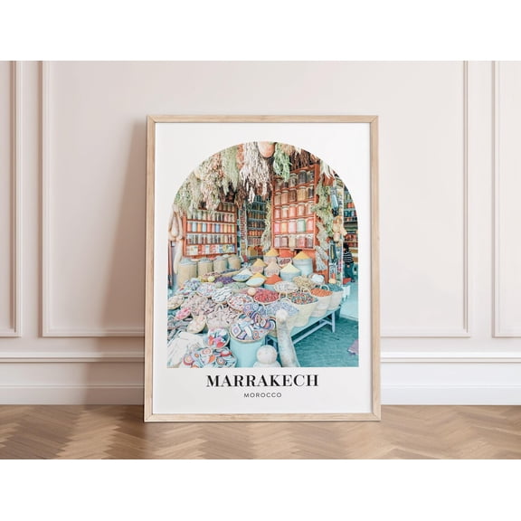 Marrakech Market Wall Art, Morocco Travel Print, Warm Colorful Boho Decor For Kitchen Or Living Room Home Decor #3832, Unframed Canvas Size 8x12