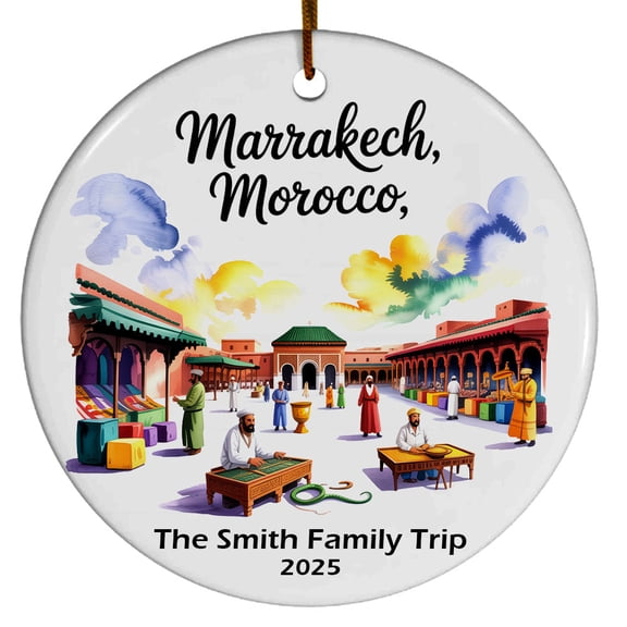 Marrakech Morocco Jemaa el-Fnaa Square Christmas Ornament, Collection of City Travel Souvenirs for Family and Friends, Christmas Tree Ornament City Travel, Trips of The Year