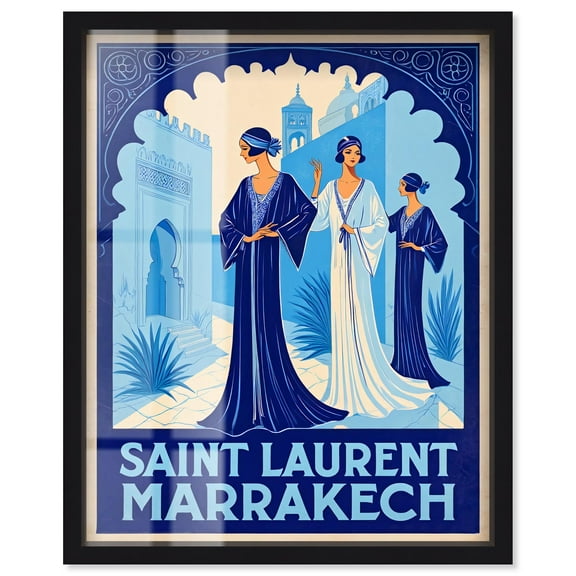 Marrakech Mystique Shadowbox Print Retro Fashion Decor by Art Remedy, Black Frame, 20 x 24