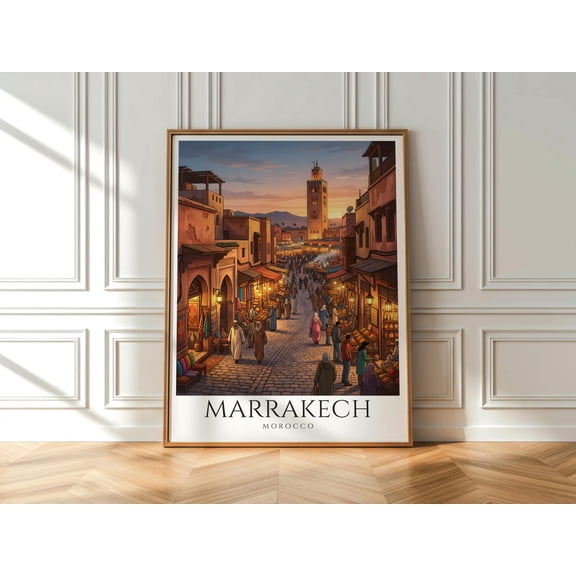 Marrakech Souk Wall Art Morocco Street Market Print Medina Alley, Unframed Paper Print