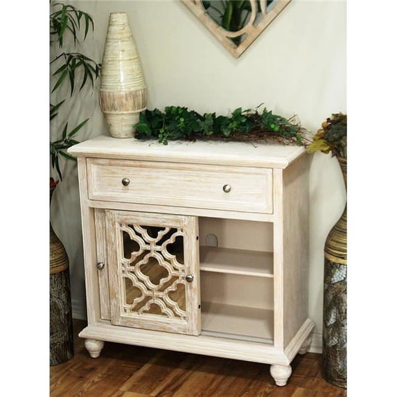 Marrakesh 2-Door & 1-Drawer Sideboard with Mirror Inserts - Distressed White