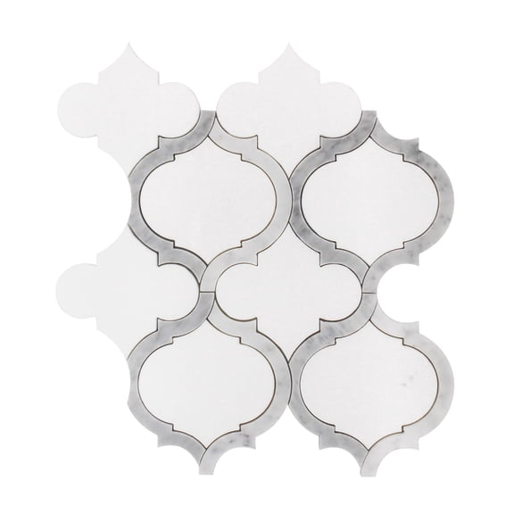 Marrakesh - Carrara White & Thassos White 9-in x 10-in Waterjet Mosaic Floor and Wall Tile(3.125-sq. ft/ Box)