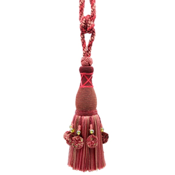 DECOPRO Marrakesh Collection Tassel Curtain and Drapery with Beaded Poms Tassel Tieback, Tassel Length 10" (25cm), Spread 30" (76cm) # TBRW10, #VL03 Sold Individually