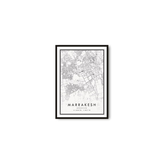 Marrakesh Map Art Print Morocco Cityscape Home Decor Office Wall Art Living Room Decor, Paper Poster Only