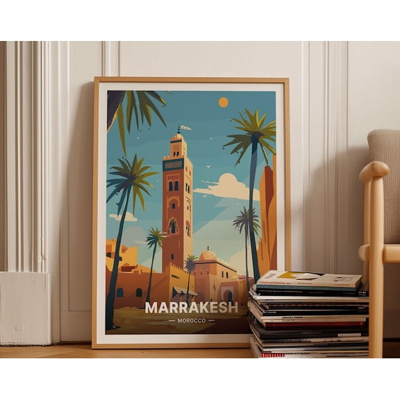Marrakesh Moroccan Landmark Wall Art Print, Unframed Paper Poster 8x10in