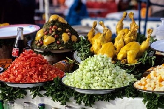Marrakesh Morocco Food for Sale Place Jemaa El-Fna Canvas Art - Charles O Cecil DanitaDelimont (18 x 12)