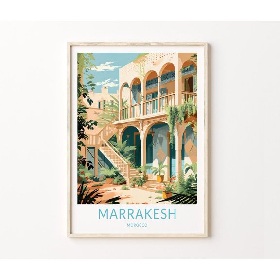 Marrakesh Morocco Scenic City Travel Wall Art Home Decor