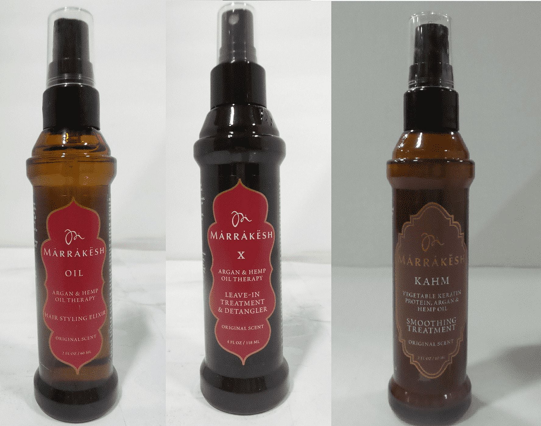 Marrakesh Original Scent X Leavein Treatment & Detangler, 4 oz & Kahm Smoothing Treatment, 2 oz