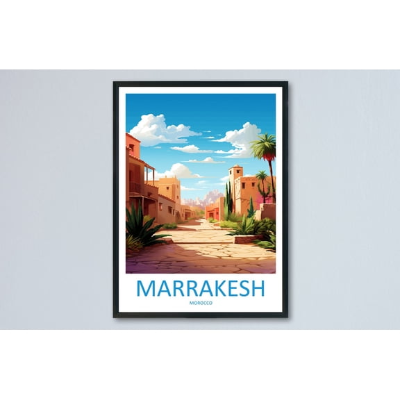 Marrakesh Scenic Travel Landscape Morocco Travel Wall Decor Unframed Paper Print