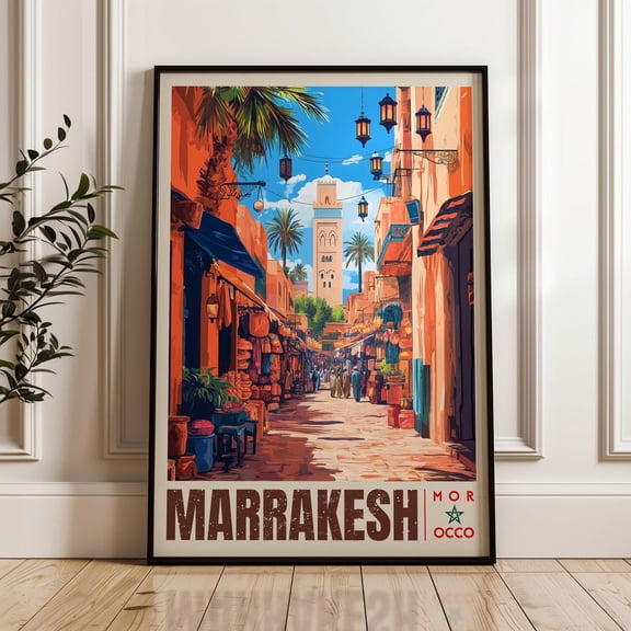 Marrakesh Travel Poster, Morocco Wall Art Print, Illustration Poster, Artwork, Home & Office Decor, Gift Idea, Travel Print, Koutoubia Print Wall Art, Modern Wall Decor, 12x18 UNFRAMED