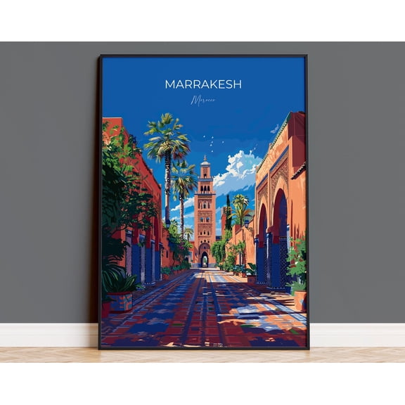 Marrakesh Travel Poster Wall Art, Travel Print of Marrakesh, Marrakesh Art Lovers Gift, Morocco Wall Art, 16x24 UNFRAMED