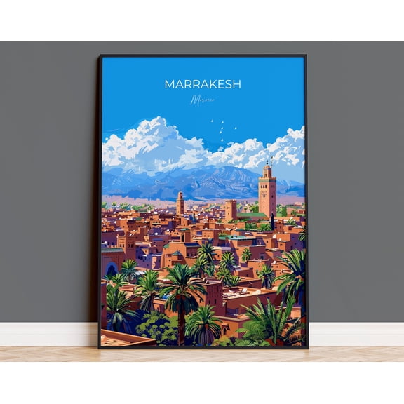 Marrakesh Travel Poster Wall Art, Travel Print of Marrakesh, Marrakesh Art Lovers Gift, Morocco Wall Art, 16x24 UNFRAMED