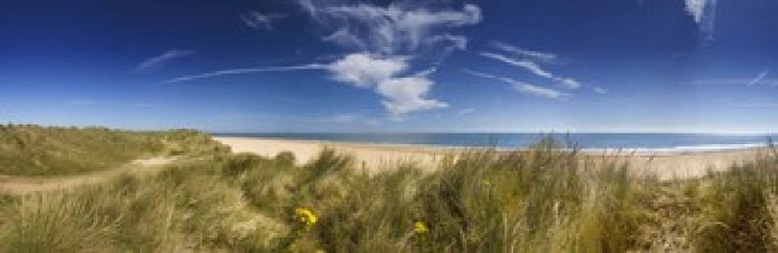 Marram Grass dunes and beach Winterton-on-Sea Norfolk England Canvas Art - Panoramic Images (18 x 6)