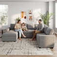 thumbnail image 1 of Marrber 106.2” U-Shaped Sectional Sleeper Sofa with Pull Out Bed & Reversible Storage Ottoman, Modular Sofa Bed for Living Room, Flannel Gray, 1 of 12