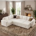 thumbnail image 1 of Marrber 106” Oversized Modern Plush Corduroy U-Shaped Modular 7-Seater Pull-Out Sectional Sleeper Sofa Bed with Hidden Storage for Living Room and Apartment, Easy Assembly, White, 1 of 8