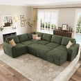thumbnail image 1 of Marrber 106" U-Shaped Sectional Sleeper Sofa, 7-Seater Modular with Pull-Out Bed & Hidden Storage, Pet-Friendly Corduroy Fabric, Green, 1 of 9