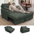thumbnail image 1 of Marrber 51.6" Convertible Pull-Out Sofa Bed Sleeper Loveseat with Backrest, suitable for small spaces, corduroy dark green, 1 of 7