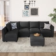 thumbnail image 1 of Marrber Convertible Modular L-Shaped Sectional Couch, 5 Seats Corner Sofa with Storage Ottoman for Living Room Small Space, Linen Grey, 1 of 8