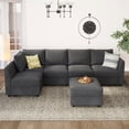 thumbnail image 1 of Marrber Convertible Modular L-Shaped Sectional Couch, 5 Seats Corner Sofa with Storage Ottoman for Living Room Small Space, Polyester Grey, 1 of 8