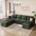 thumbnail image 1 of Marrber Convertible Modular Sectional Couches with Reversible Storage Seat and Ottoman, 7-Seater Sleeper Sofa for Living Room, Apartment, Corduroy Green, 1 of 8