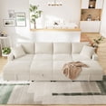 thumbnail image 1 of Marrber Corduroy&nbsp;Modular Sectional Sleeper Couch Pull-Out Sofa Bed with Storage Seats and Ottomans for Living Room, Apartment, White, 1 of 9